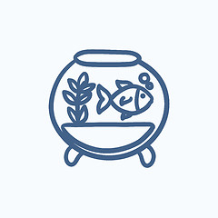 Image showing Fish in aquarium sketch icon.