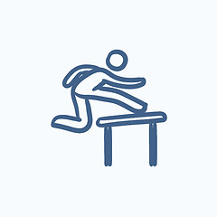 Image showing Man running over barrier sketch icon.