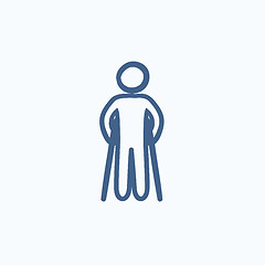 Image showing Man with crutches sketch icon.