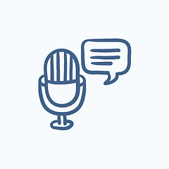 Image showing Microphone with speech square sketch icon.