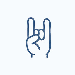 Image showing Rock and roll hand sign sketch icon.