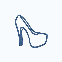 Image showing High heel shoe sketch icon.