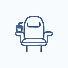Image showing Cinema chair with disposable cup sketch icon.