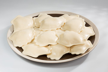 Image showing Boiled prepared homemade russian dumplings or pelmeni with beef meat
