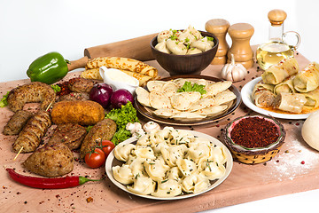 Image showing lot of different dishes on the holiday table