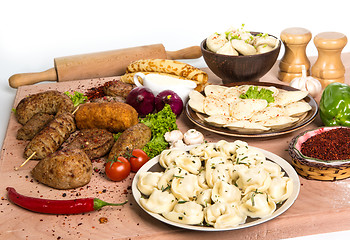 Image showing lot of different dishes on the holiday table