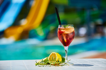 Image showing Tasty cocktail background swimming pool