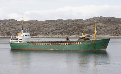 Image showing Small Norwegian cargo boat.