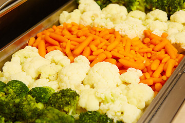 Image showing steamed vegetables in a dining room at breakfast in the hotel