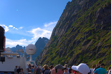 Image showing Tourists in Lofoten