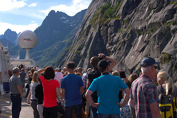 Image showing Tourists in Lofoten