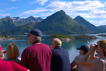 Image showing Tourists in Lofoten