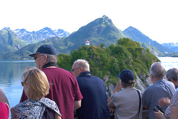 Image showing Tourists in Lofoten