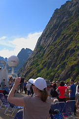 Image showing Tourists in Lofoten