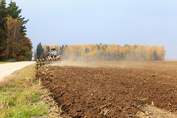 Image showing plowed field , plowed