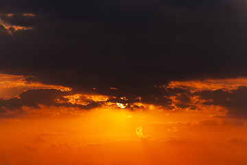 Image showing disk of the sun, sunset  