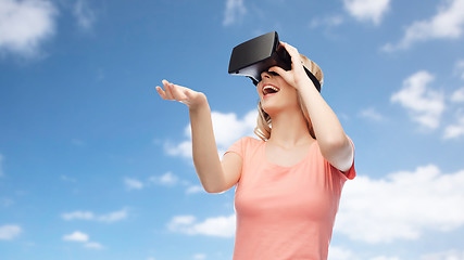 Image showing woman in virtual reality headset or 3d glasses