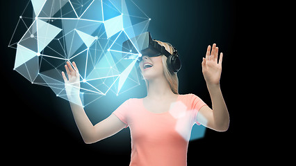 Image showing woman in virtual reality headset or 3d glasses