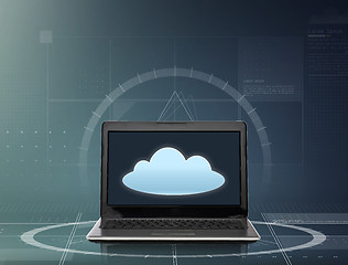 Image showing laptop computer with cloud icon on screen