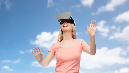 Image showing woman in virtual reality headset or 3d glasses