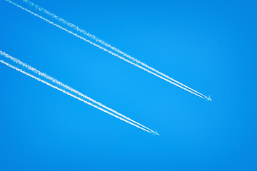 Image showing Two Airplanes in the Sky