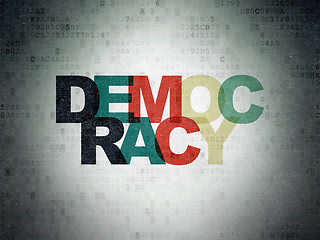 Image showing Political concept: Democracy on Digital Data Paper background