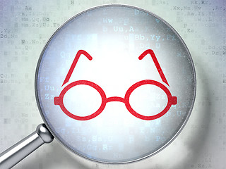 Image showing Education concept: Glasses with optical glass on digital background
