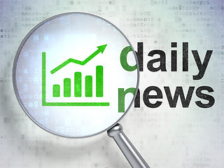 Image showing News concept: Growth Graph and Daily News with optical glass