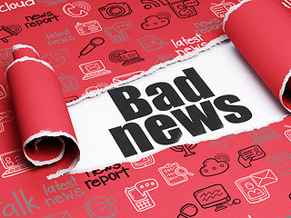 Image showing News concept: black text Bad News under the piece of  torn paper