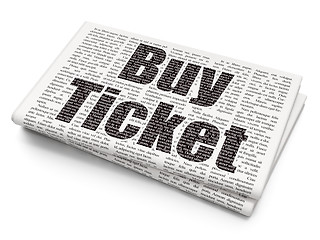 Image showing Travel concept: Buy Ticket on Newspaper background