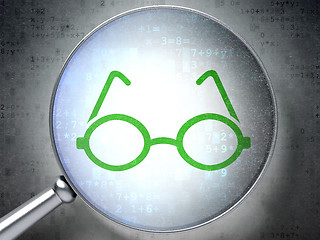 Image showing Education concept: Glasses with optical glass on digital background