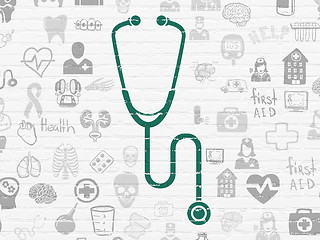 Image showing Health concept: Stethoscope on wall background