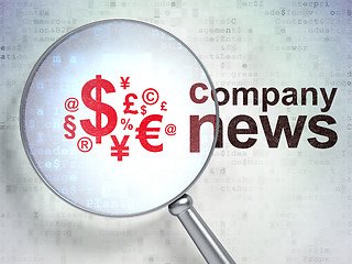 Image showing News concept: Finance Symbol and Company News with optical glass