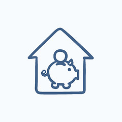 Image showing House savings sketch icon.