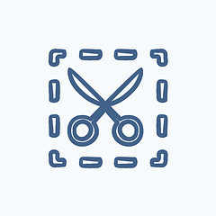 Image showing Scissors with dotted lines sketch icon.