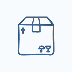 Image showing Carton package box sketch icon.