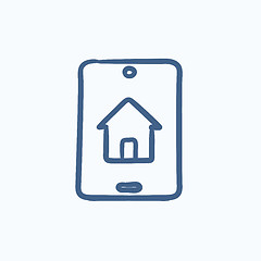 Image showing Property search on mobile device sketch icon.