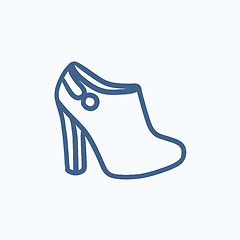 Image showing High-heeled ankle boot sketch icon.