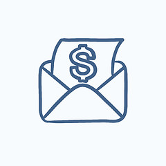 Image showing Envelope mail with dollar sign sketch icon.