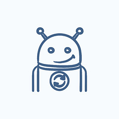 Image showing Robot with refresh sign sketch icon.