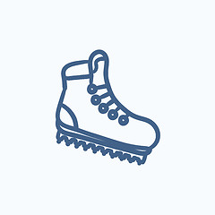 Image showing Hiking boot with crampons sketch icon.