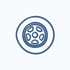 Image showing Car wheel sketch icon.