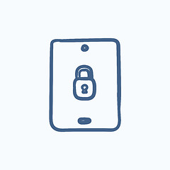 Image showing Digital tablet security sketch icon.