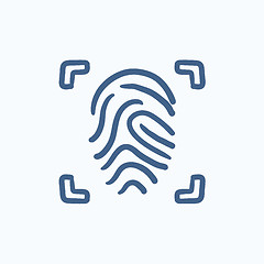 Image showing Fingerprint scanning sketch icon.