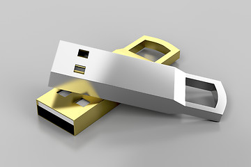 Image showing Stylish silver and gold usb sticks 