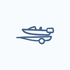 Image showing Boat on trailer for transportation sketch icon.