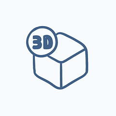 Image showing Three D box sketch icon.