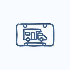 Image showing RV camping sign sketch icon.