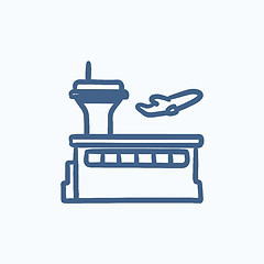 Image showing Plane taking off sketch icon.