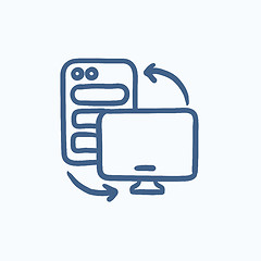 Image showing Personal computer set sketch icon.